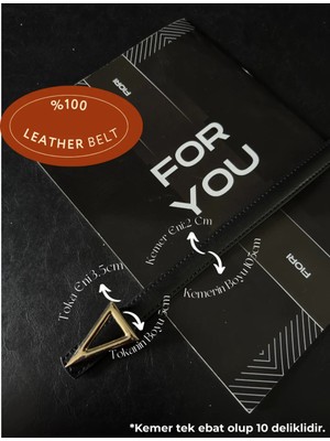 Fiori Hakiki Bombeli Deri Üçgen Tokalı Basic Kadın Pantolon Kemeri, Ceket Kemeri, Elbise Kemeri