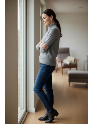 Mandala Tekstil Kadın Basic Triko Tam Balıkçı Kazak