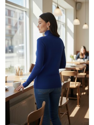 Mandala Tekstil Kadın Basic Triko Tam Balıkçı Kazak