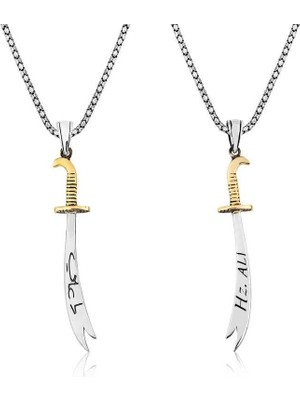 Özcömert Silver Gümüş Zülfikar Kılıcı Hz. Ali Yazılı Erkek Kolye