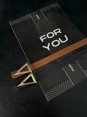 Fiori 2'li Üçgen Tokalı Basic Kadın Pantolon Kemeri, Ceket Kemeri, Elbise Kemeri