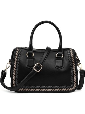 Derimod Kadın Siyah Uzun Askılı Örgü Detaylı Kol Çantası 25WBD267018