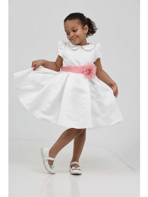 Baby Hola Babyhola 1-5 Yaş Özel Tasarım Gül Detaylı Kuşaklı Kız Çocuk Saten Abiye Balo Elbisesi 7152