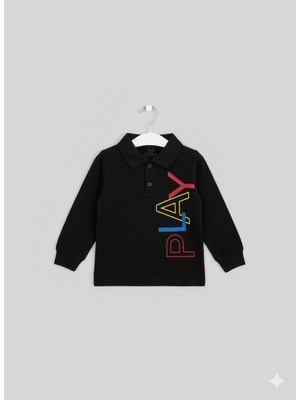 Selvira Erkek Çocuk Polo Yaka Uzun Kollu Renkli Baskılı Sweatshirt