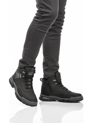 Ayakmod Siyah Gri Kaymaz Taban Fermuarlı Unisex Outdoor Bot 444 G