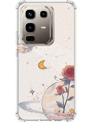 TechTree Infinix Note 50 Pro Uyumlu Gezegen, Yıldız ve Gül Baskılı Silikon Kılıf