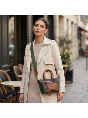 Nas Bag Kadın Mini El ve Postacı Çantası Haki Taba Kahve Victoria