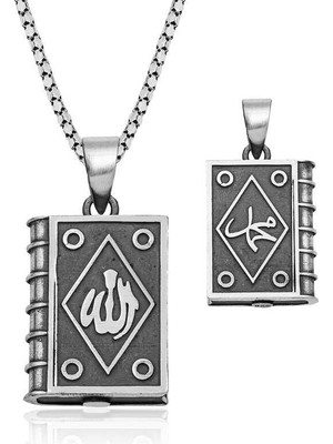 Özcömert Silver Gümüş Içi Açılabilen Allah Yazılı Muskalık Kolye