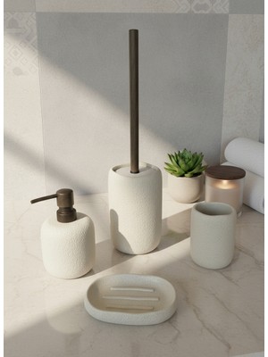 Taş Dokulu 4'lü Banyo Seti