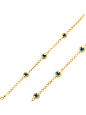 Özcömert Silver Gümüş Gold Nazar Boncuklu Bayan Bileklik