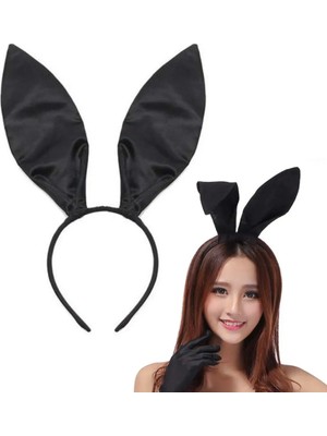 Marsilyan Siyah Saten Tavşan Kulak Taç