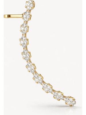 Zirkon Taşlı Gold Renk Tekli Ear Cuff – Deliksiz Kulak Kıkırdak Küpesi