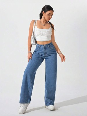 Linarose Kadın Palazzo Esnek Bol Paça Kot Pantolon