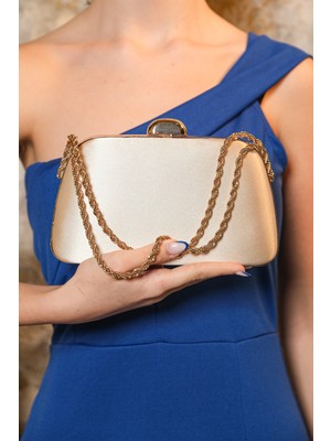 Roza Çanta Ten Saten Zincir Askılı El Omuz Abiye Dügün Gece Çantası