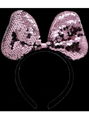 Jet Sepet Renk Değiştiren Pullu Fiyonk Parti Tacı Pembe Gümüş