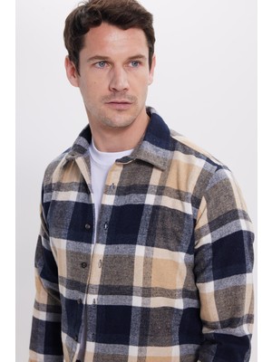 Tudors Erkek Slim Fit Dar Kesim Kareli Kışlık Oduncu Gömlek