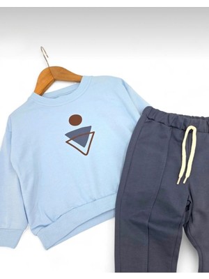 Mutlu Bebe Bulvar Erkek Çocuk Baskılı 2-3-4-5-6 Yaş Mevsimlik Alt Üst Eşofman Takımı, Çimalı Eşofman Alt ve Sweatsht