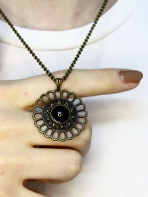 Esha Doğal Taş Oniks Doğal Taşlı Yuvarlak Otantik Kadın Kolye EUK49O