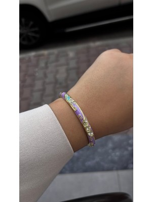 Glossy Jewelery Renkli Mineli Taş Desenli Motifli Çelik Bileklik