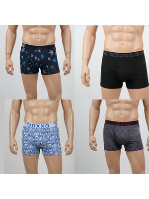 Qulothes Erkek 4'lü Pamuklu Likralı Esnek Kumaş Karışık Boxer