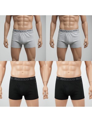 Qulothes Erkek 4'lü Pamuklu Likralı Esnek Kumaş Karışık Boxer