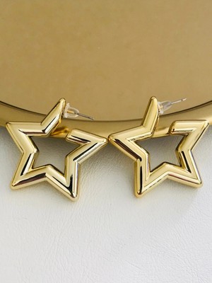 Mercan Aksesuar Kadın Ithal Yıldız Küpe 4 cm