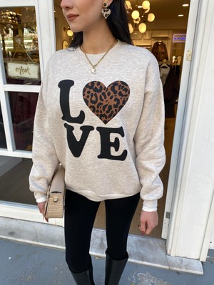 Quzu Baskı Detaylı Sweatshirt