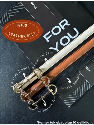 Fiori 3'lü Hakiki Bombeli Deri Uzun Tokalı Ince Kadın Kemeri, Ceket Kemeri, Gömlek Kemeri, Elbise Kemeri