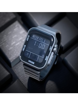 Qulothes Su Geçirmez LED Işıklı Dijital Kronometre Adım Sayar Takvimli Sporcu Saati