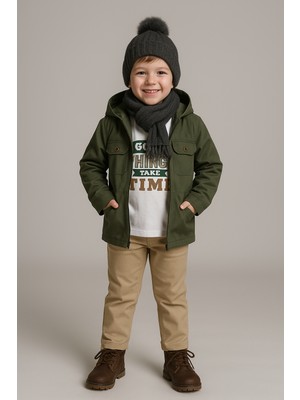 tinytrends Erkek Çocuk Kapüşonlu Roussillon Gabarin %100 Pamuk Alt Üst 3'lü Takım