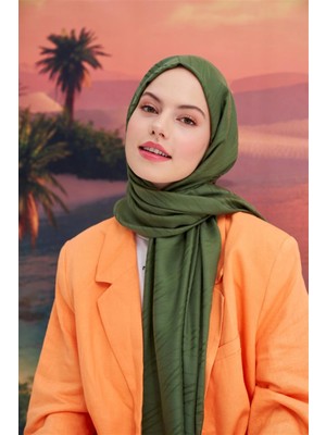 Orman Yeşili Carell Simetrik Jakar Italyan Ipekli Şal