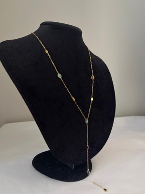 Velora Accessories Çelik Damla Model Yeşil Y Kolye