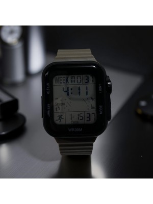 Qulothes Su Geçirmez LED Işıklı Dijital Kronometre Adım Sayar Takvimli Sporcu Saati