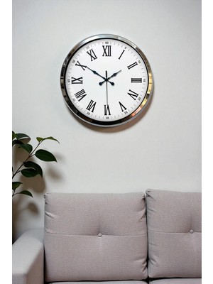 Zentime Krom Roma Rakamlı 40 cm Metal Modern Duvar Saati