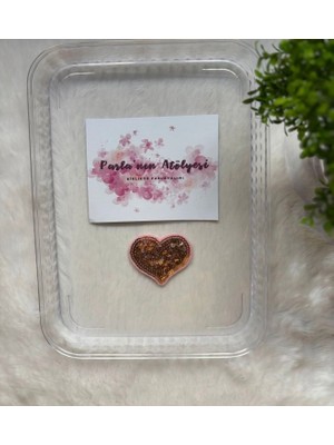 Parla'nın Atölyesi 0-3 Yaş Az Saçlı ve Saçsız Bebek Tokası Pembeli Altın Kalp