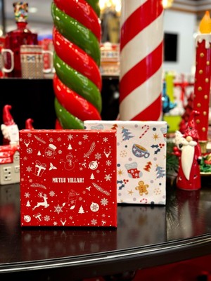 Kolix 2 Li Takım Yılbaşı Hediye Kutusu 20X20 cm Taslama Kutu Yeni Yıl Mutlu Yıllar  Hediye Kutusu