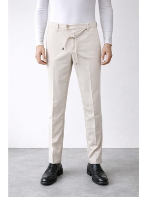 Erkek Jogger Pantolon Belden Ipli Rahat Tam Kalıp Siyah