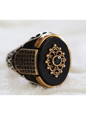 Canka Oniks Taşlı 925 Ayar Gümüş Erkek Yüzük