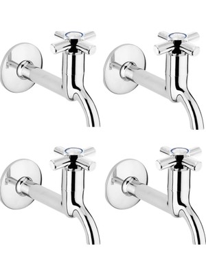 Eco Lounge 4lü Artı Aç Kapa 4 Kollu Krom Çevirveli Musluk Duvardan Tek Girişli