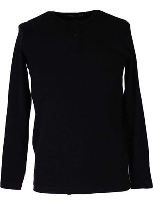 Trender Waffle Patlı Siyah Erkek Sweatshirt 5070