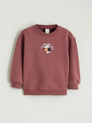 LC Waikiki Bisiklet Yaka Baskılı Erkek Bebek Sweatshirt  (W5)