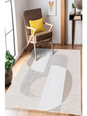 Pelura Halı Modern Soyut Desenli Dijital Baskılı Kaymaz Taban Yıkanabilir Salon Halısı Oturma Odası Halısı
