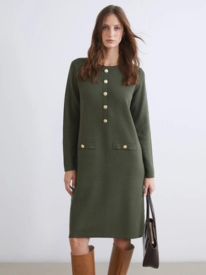 LC Waikiki Bisiklet Yaka Triko Elbise  (W5)