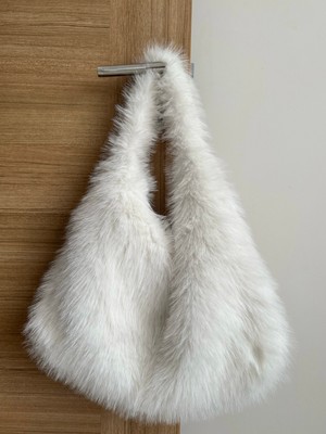 Mute Bag Fluffy Mellow White Tote Kadın Peluş Omuz Çantası (28*44)