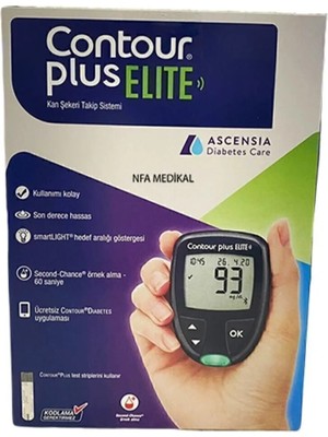 Ascensia Contour Plus Elite Şeker Ölçüm Cihazı Dijital Ekranlı Kullanımı Kolay Ev Tipi Ölçüm Aleti