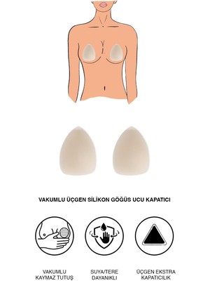 C&city Vakumlu Üçgen Silikon Göğüs Ucu Kapatıcı 7235 Ten