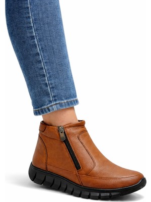 Gümüşalp Kadın Hakiki Deri Bot – Çift Fermuarlı, Kauçuk Taban