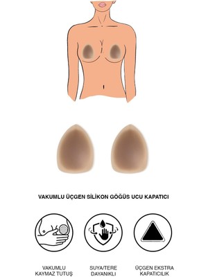 C&city Vakumlu Üçgen Silikon Göğüs Ucu Kapatıcı 7235 Koyu Ten