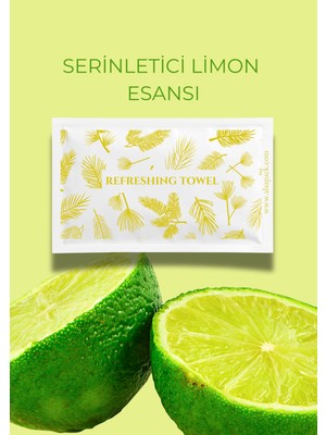 Alazpack Limon Esanslı Islak Mendil Baskılı Tek Kullanımlık Cep Mendili  7*12 100 Adet