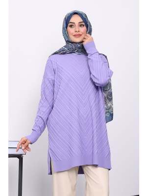İmaj Butik Lila Soğuk İplik Merserize Triko Tunik